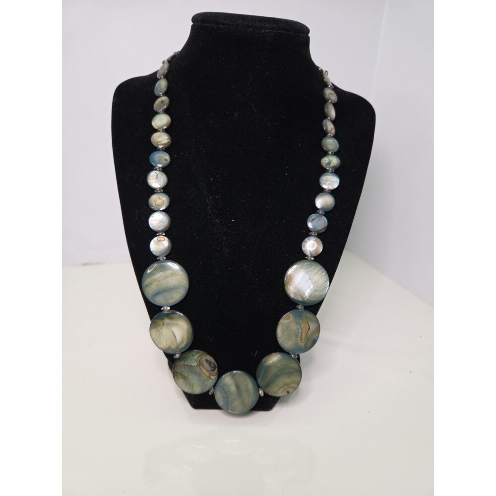 Necklace 24" Length 1" Abalone Discs With Smaller Decorative Discs